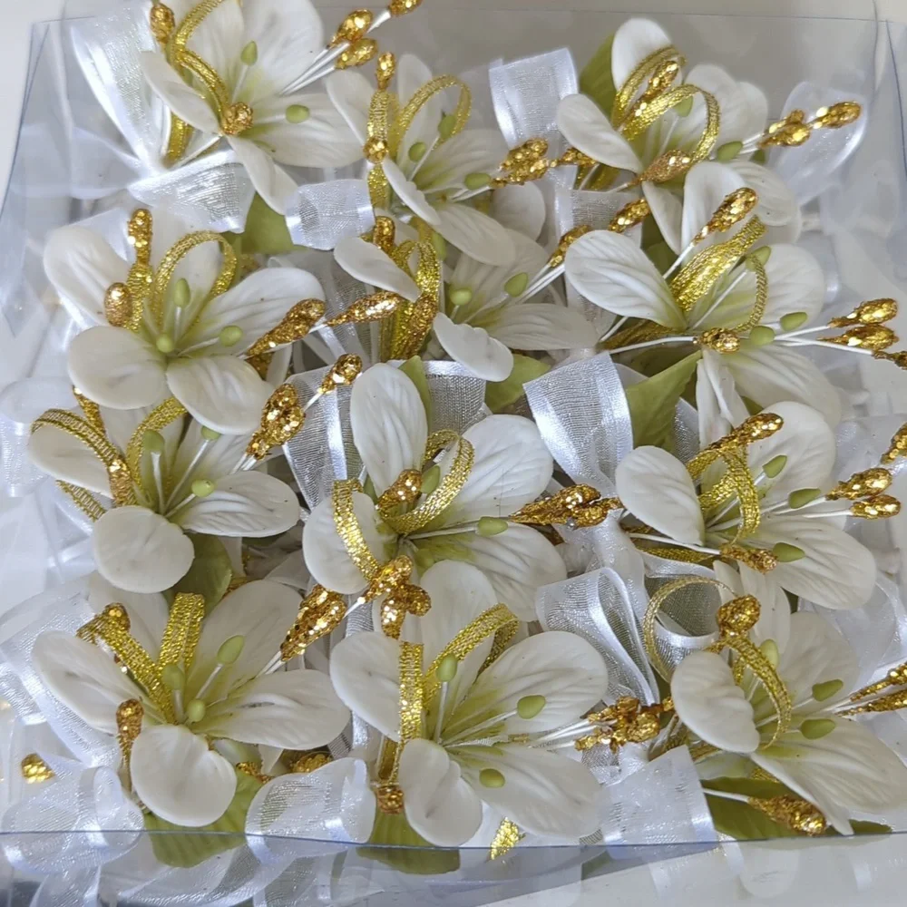 24 flores de migajón (24 cold porcelain Flowers